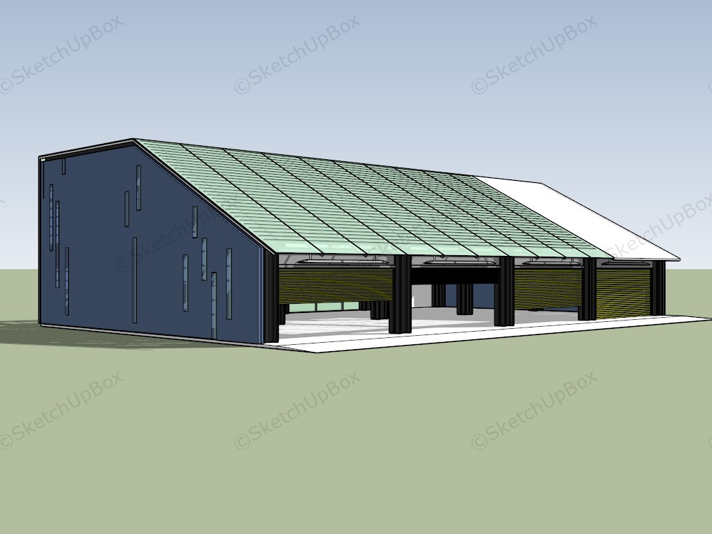 Glass Roof Warehouse Architecture sketchup model preview - SketchupBox