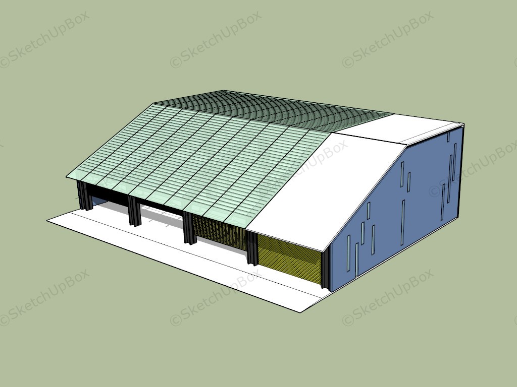 Glass Roof Warehouse Architecture sketchup model preview - SketchupBox
