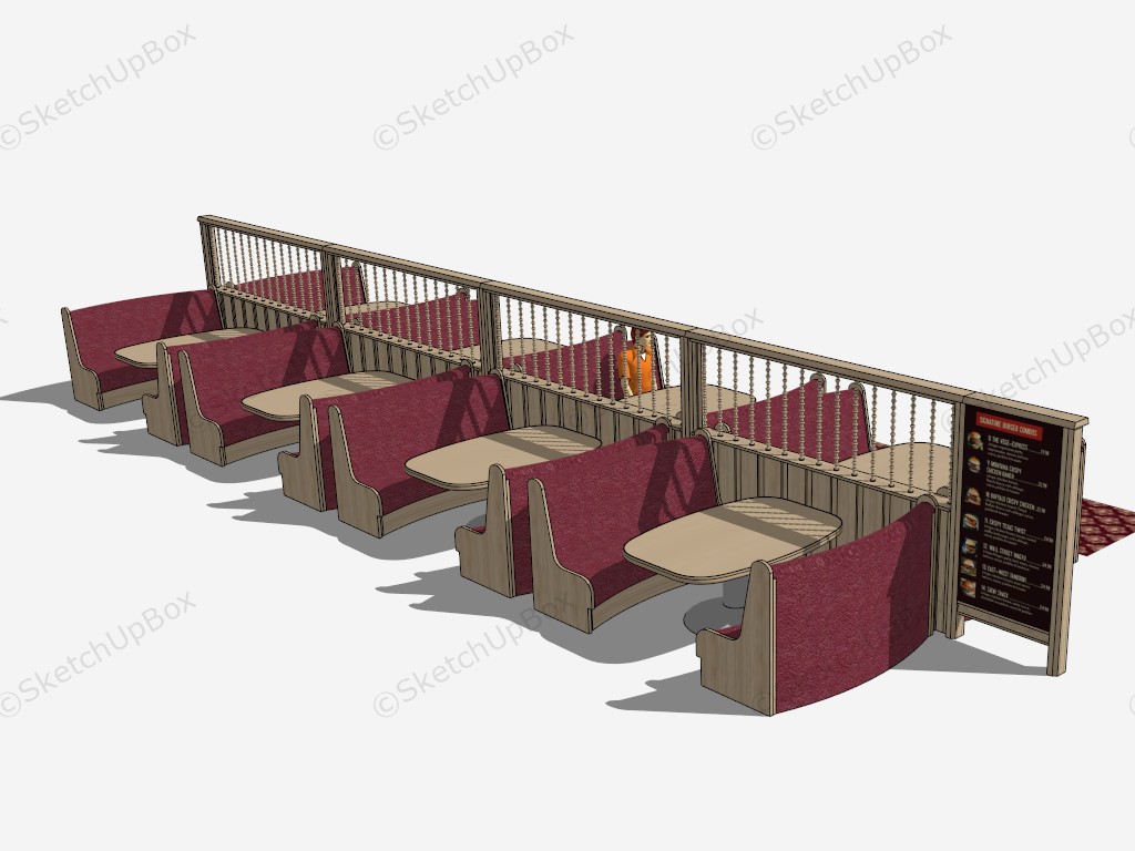 Restaurant Booths And Banquettes sketchup model preview - SketchupBox