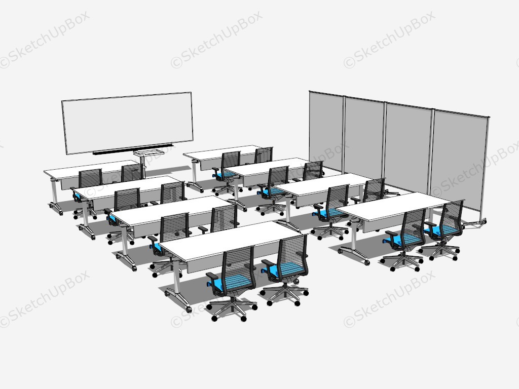 Training Room Tables And Chairs sketchup model preview - SketchupBox