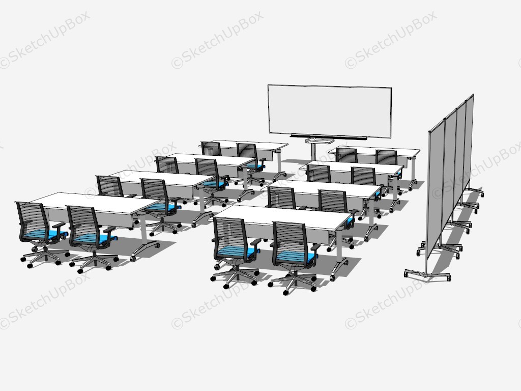Training Room Tables And Chairs sketchup model preview - SketchupBox