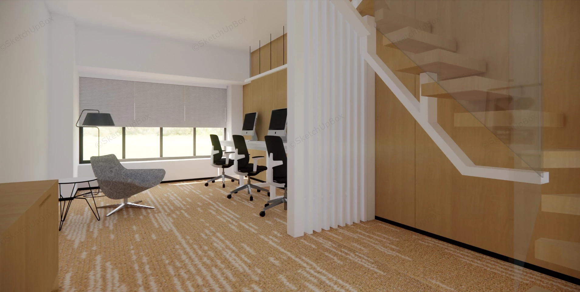 Soho Office Space Interior Design sketchup model preview - SketchupBox