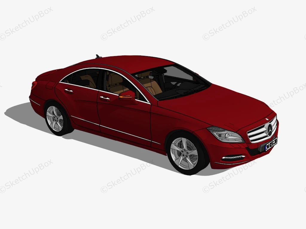 Red Mercedes Sedan sketchup model preview - SketchupBox