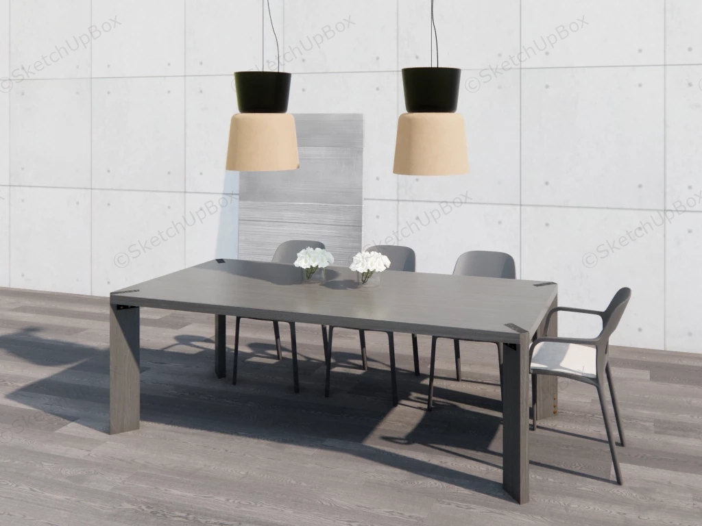 Dark Gray Modern Dining Room Set sketchup model preview - SketchupBox