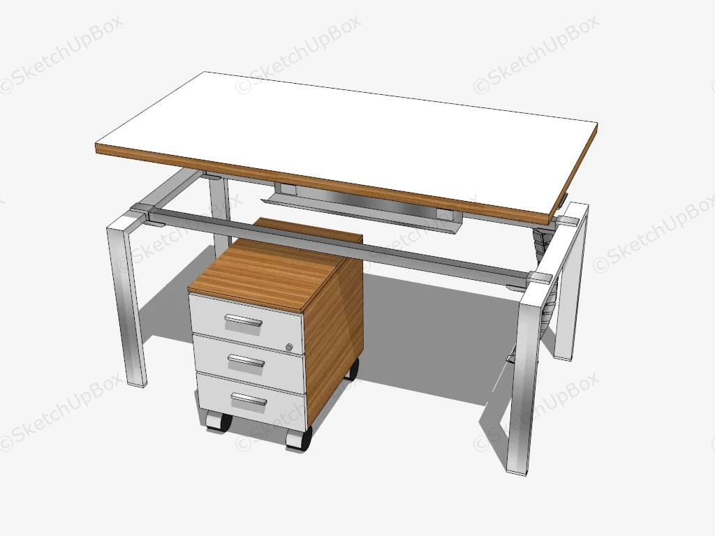 Adjustable Office Desk With Storage sketchup model preview - SketchupBox