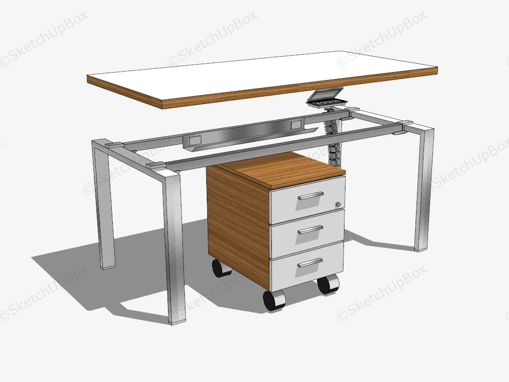 Adjustable Office Desk With Storage sketchup model preview - SketchupBox