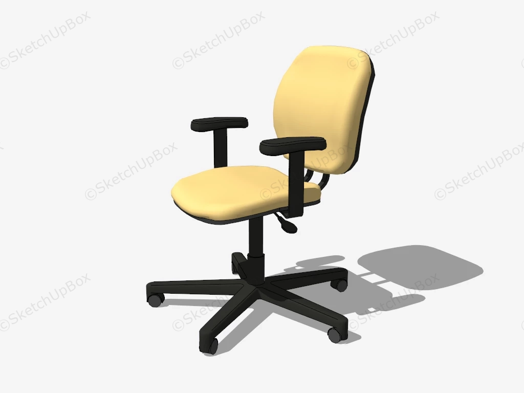 Cream Office Chair With Arms sketchup model preview - SketchupBox