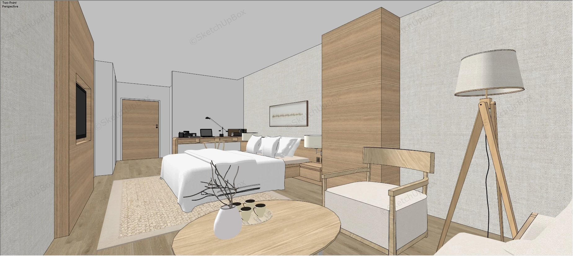 Business Hotel Room Interior Design sketchup model preview - SketchupBox