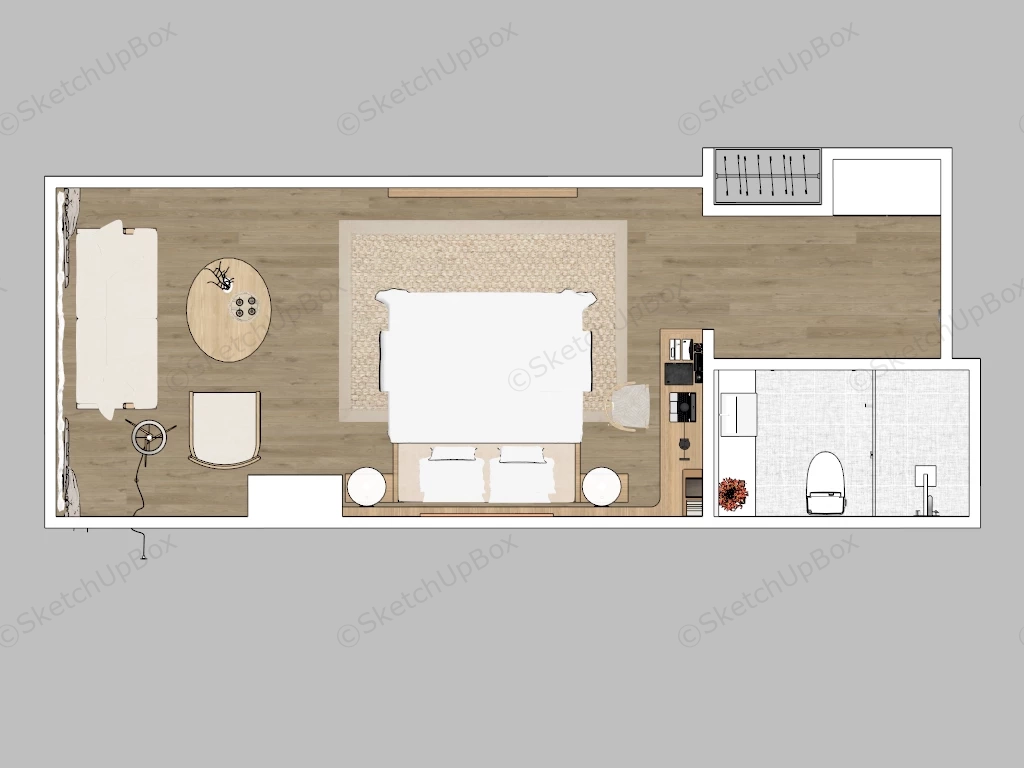 Business Hotel Room Interior Design sketchup model preview - SketchupBox
