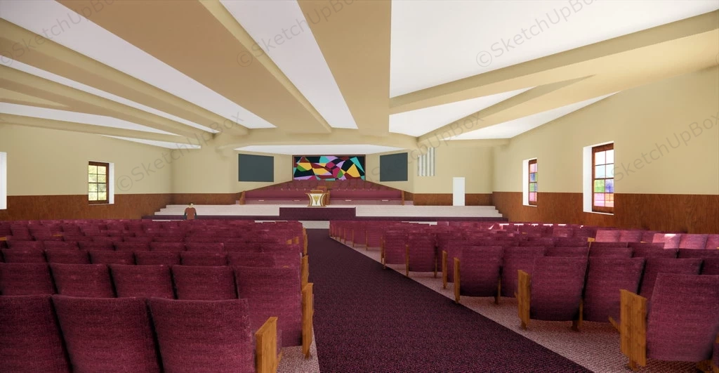Modern Church Exterior And Interior Design sketchup model preview - SketchupBox
