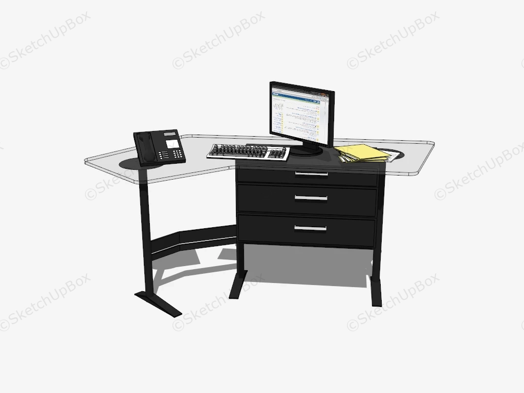 Clear Glass Computer Desk sketchup model preview - SketchupBox