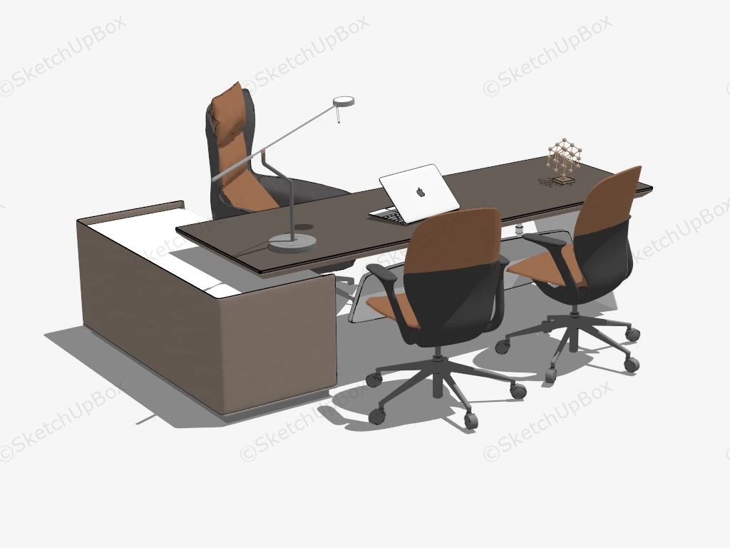Luxury Executive Office Furniture Set sketchup model preview - SketchupBox