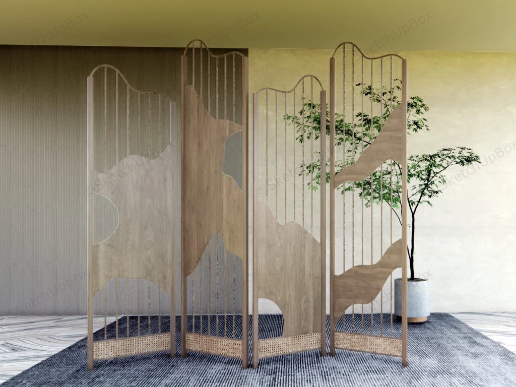 Rattan And Wood Room Dividers Design sketchup model preview - SketchupBox