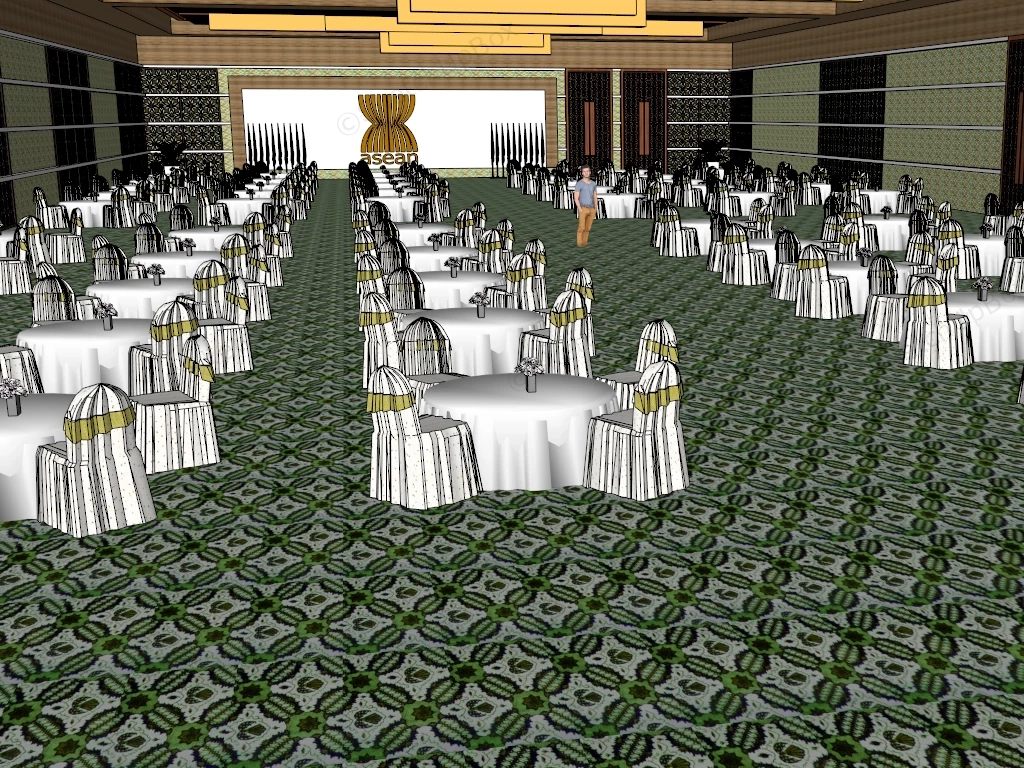 Banquet Hall Design Ideas sketchup model preview - SketchupBox