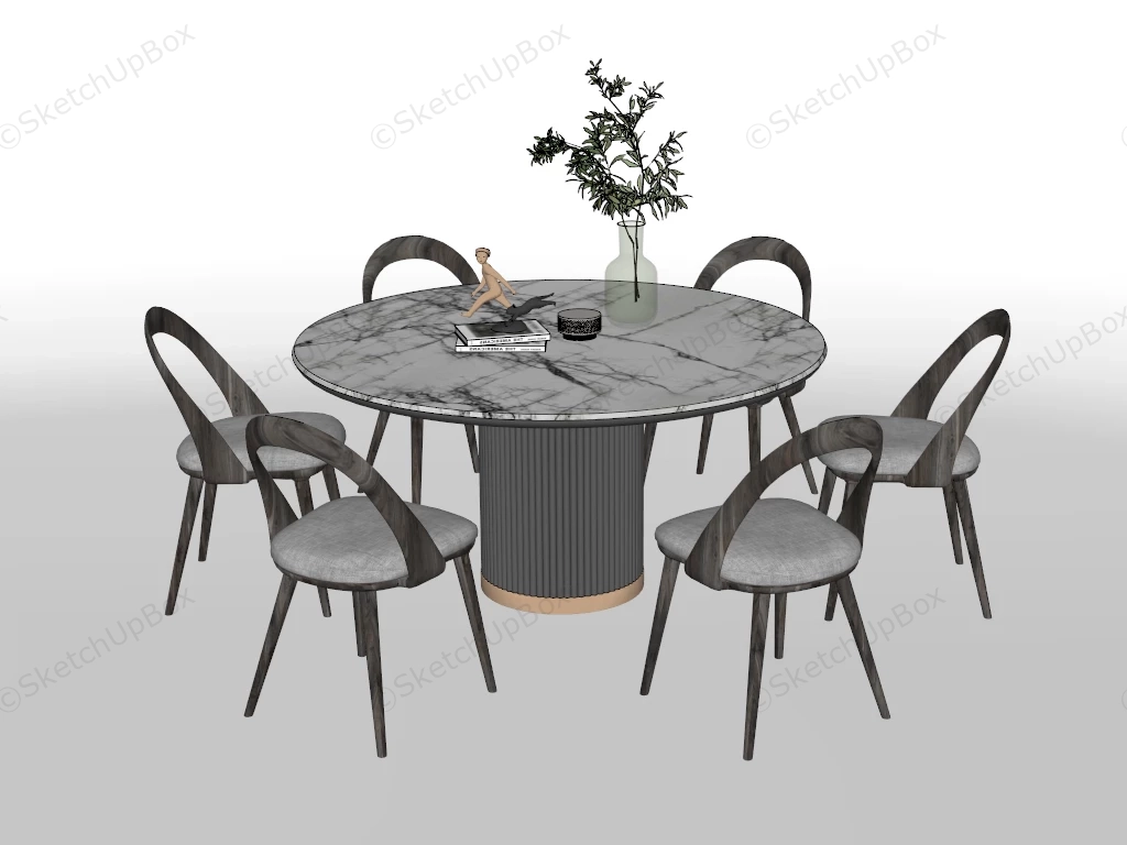 Round Marble Dining Room Set sketchup model preview - SketchupBox
