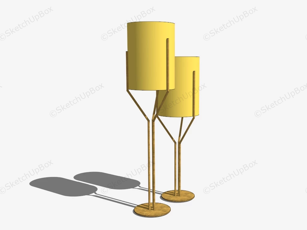 Yellow Metal Tube Table Lamps sketchup model preview - SketchupBox