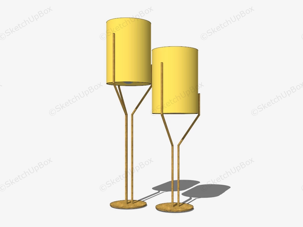 Yellow Metal Tube Table Lamps sketchup model preview - SketchupBox