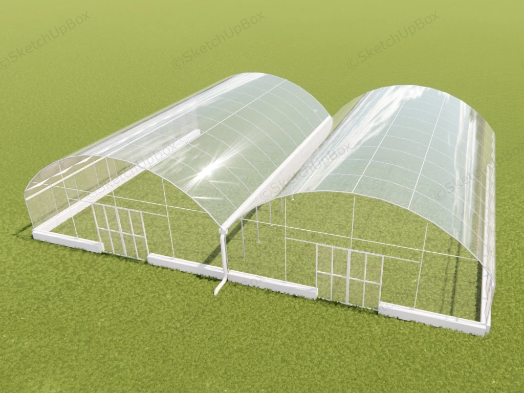 Commercial Greenhouse sketchup model preview - SketchupBox