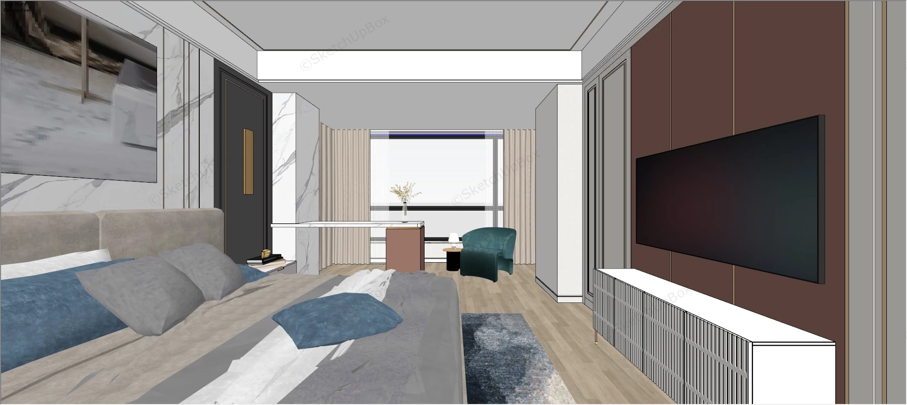 2 Bedroom Apartment Interior Design sketchup model preview - SketchupBox