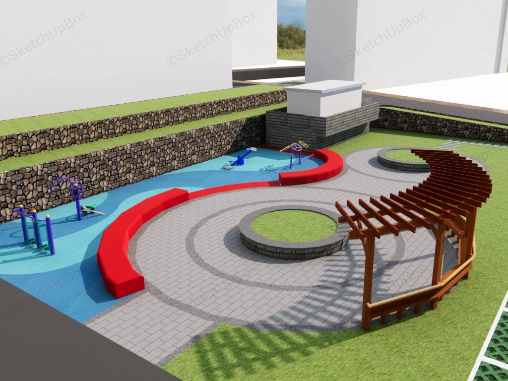 Outdoor Fitness Park sketchup model preview - SketchupBox