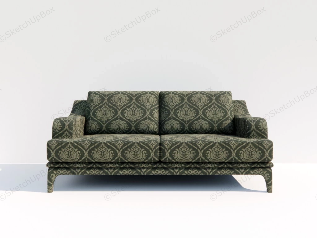 Black Floral Fabric Loveseat sketchup model preview - SketchupBox