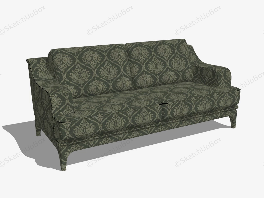 Black Floral Fabric Loveseat sketchup model preview - SketchupBox