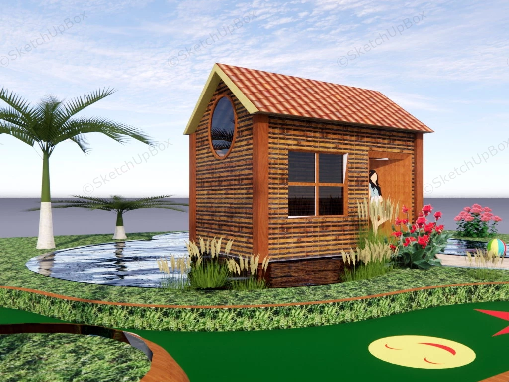Backyard Landscaping Ideas With Shed sketchup model preview - SketchupBox