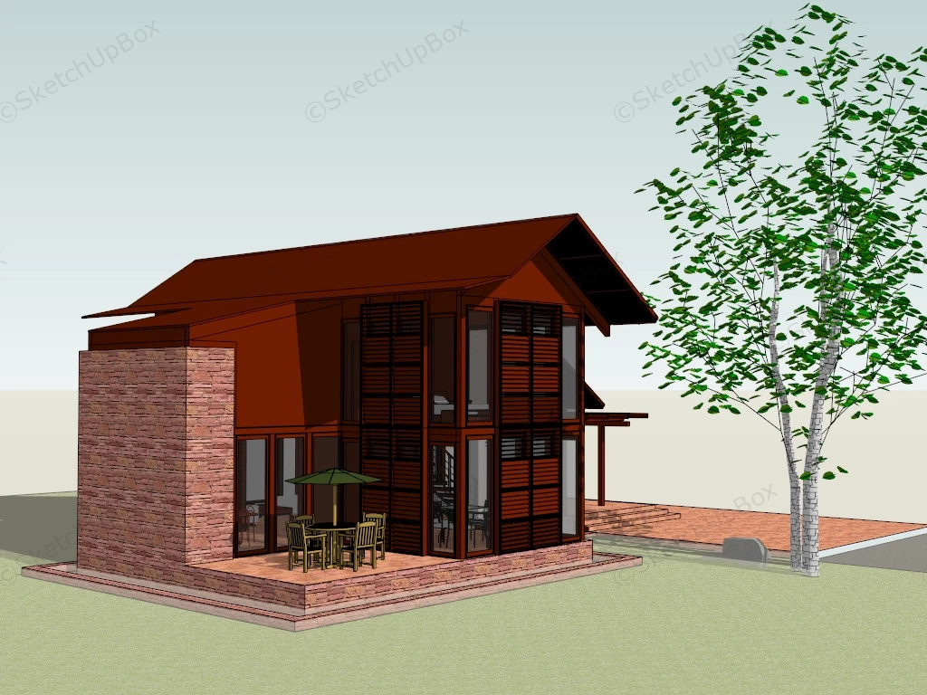 2 Bedroom Home Plan sketchup model preview - SketchupBox