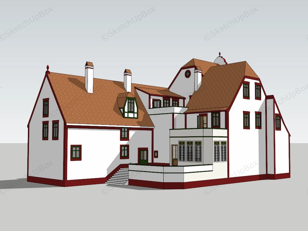 Vintage Mansion House sketchup model preview - SketchupBox