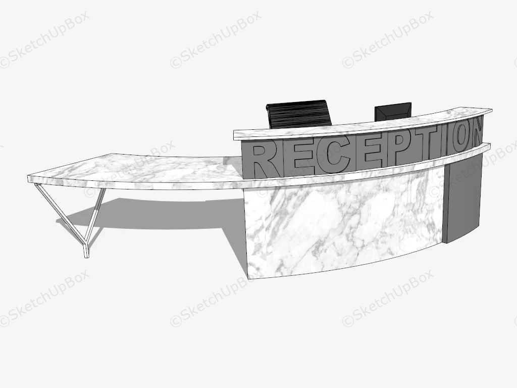 White Marble Counter Reception Desk sketchup model preview - SketchupBox