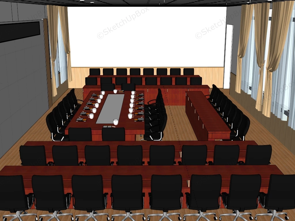 Retro Conference Room sketchup model preview - SketchupBox