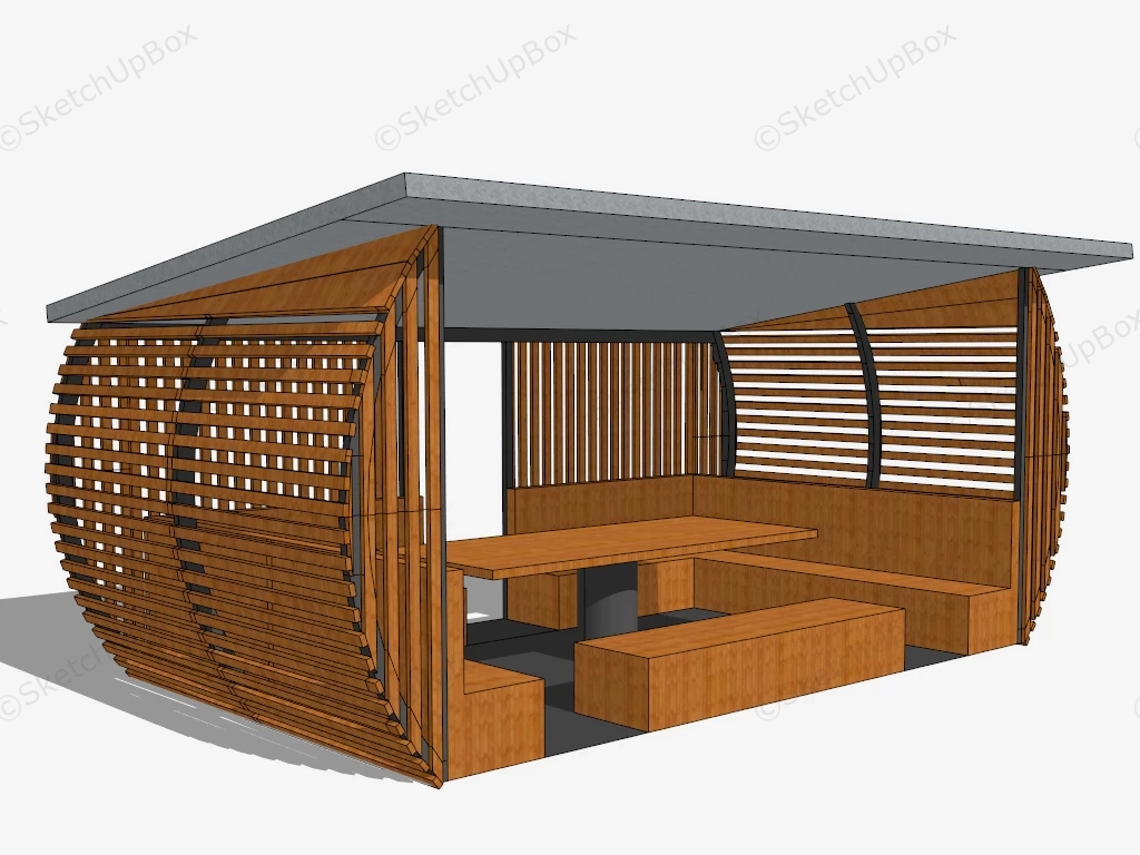 Patio Pergola Bar With Bench sketchup model preview - SketchupBox
