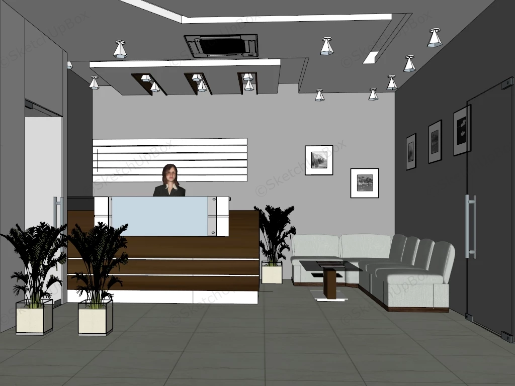 Office Reception Area Design Idea sketchup model preview - SketchupBox