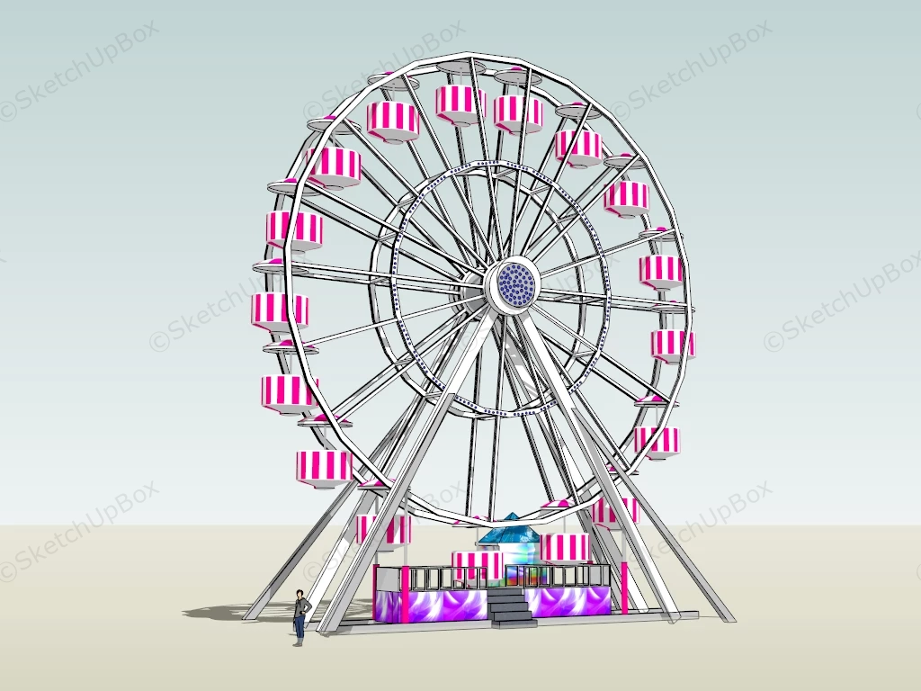 Pink Ferris Wheel sketchup model preview - SketchupBox