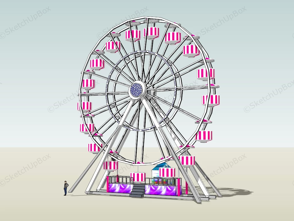 Pink Ferris Wheel sketchup model preview - SketchupBox