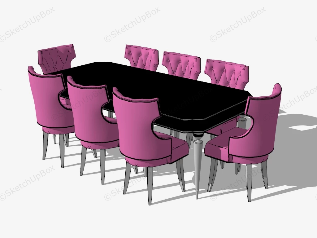 Purple And Black Dining Room Set sketchup model preview - SketchupBox