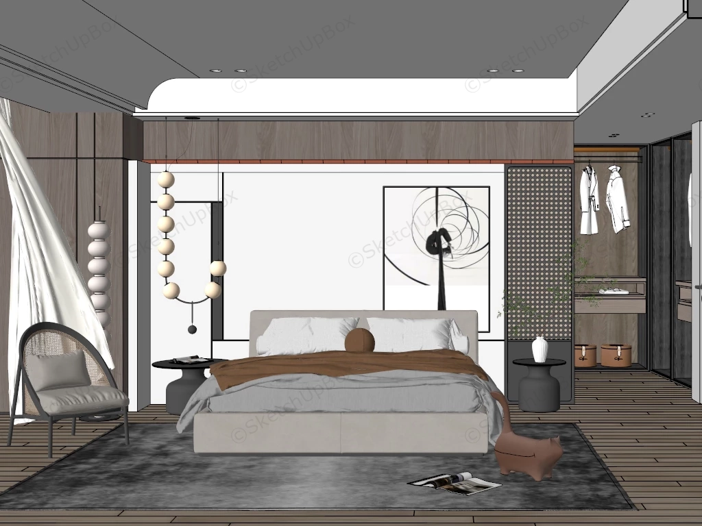 Modern Bedroom Design Idea sketchup model preview - SketchupBox