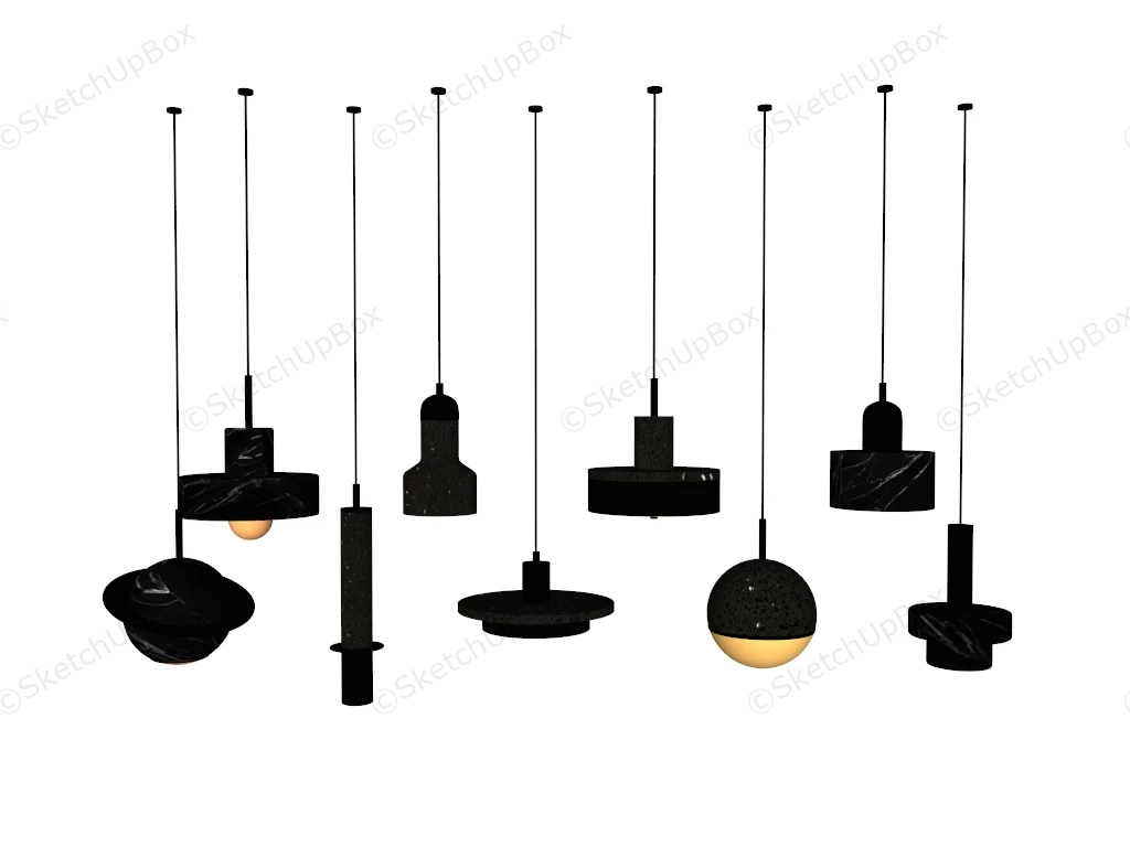 Black Iron Pendant Lights sketchup model preview - SketchupBox