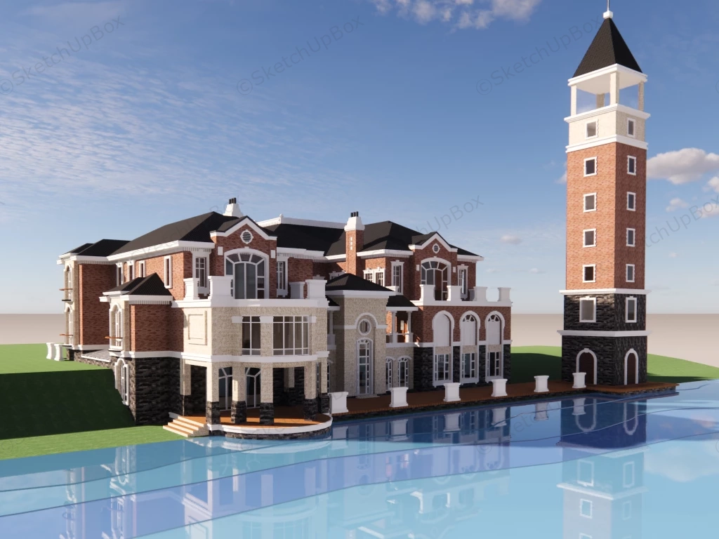 English Villa Design sketchup model preview - SketchupBox