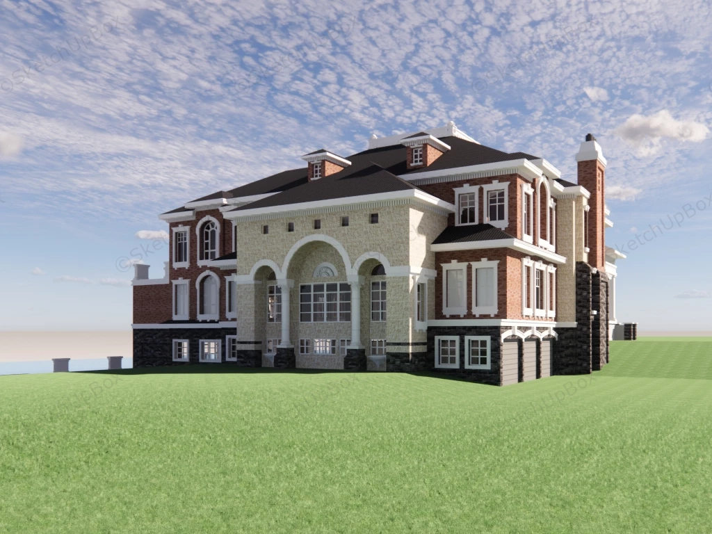 English Villa Design sketchup model preview - SketchupBox