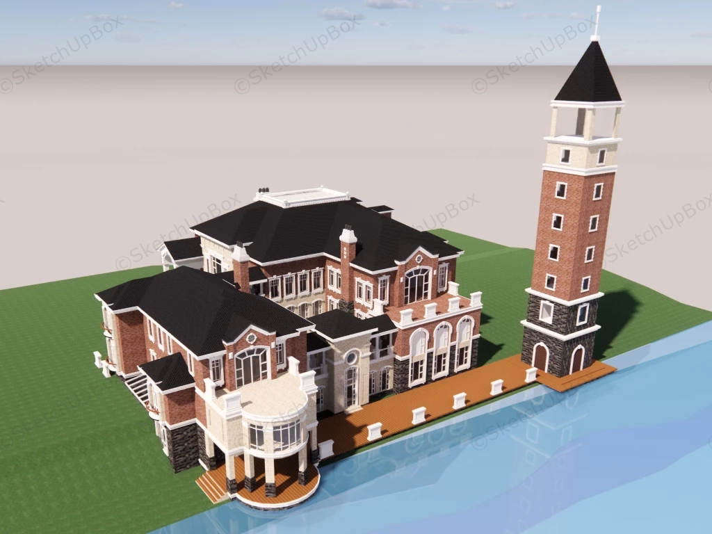 English Villa Design sketchup model preview - SketchupBox