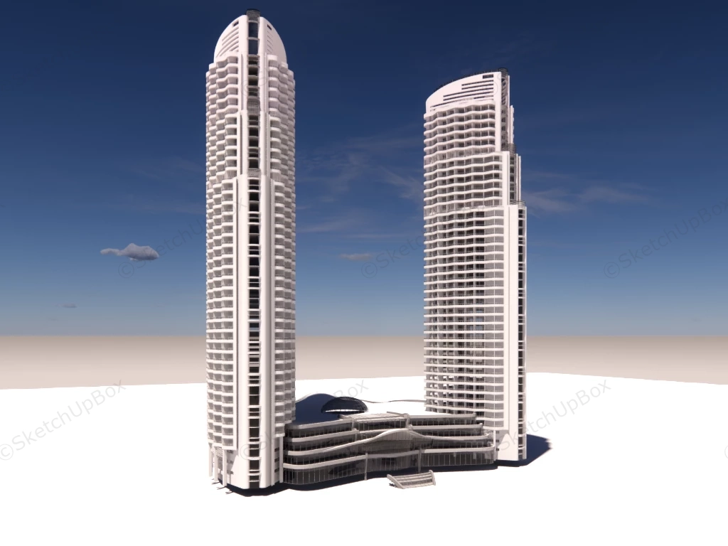 Twin Towers sketchup model preview - SketchupBox