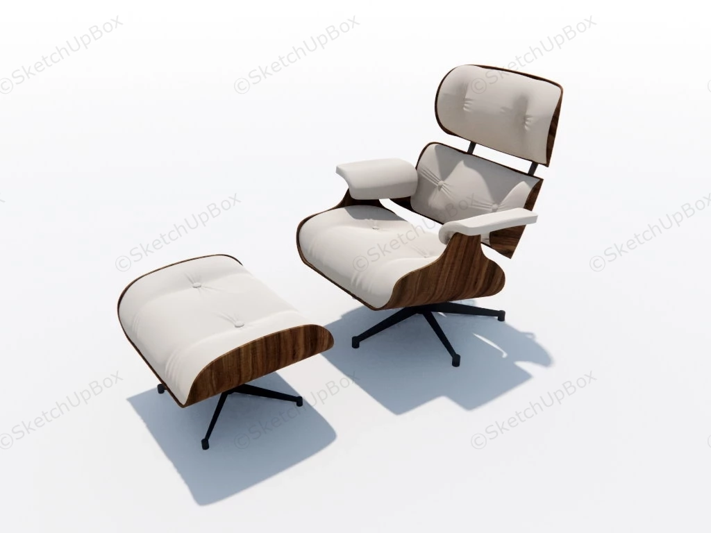 Eames Lounge Chair & Ottoman sketchup model preview - SketchupBox