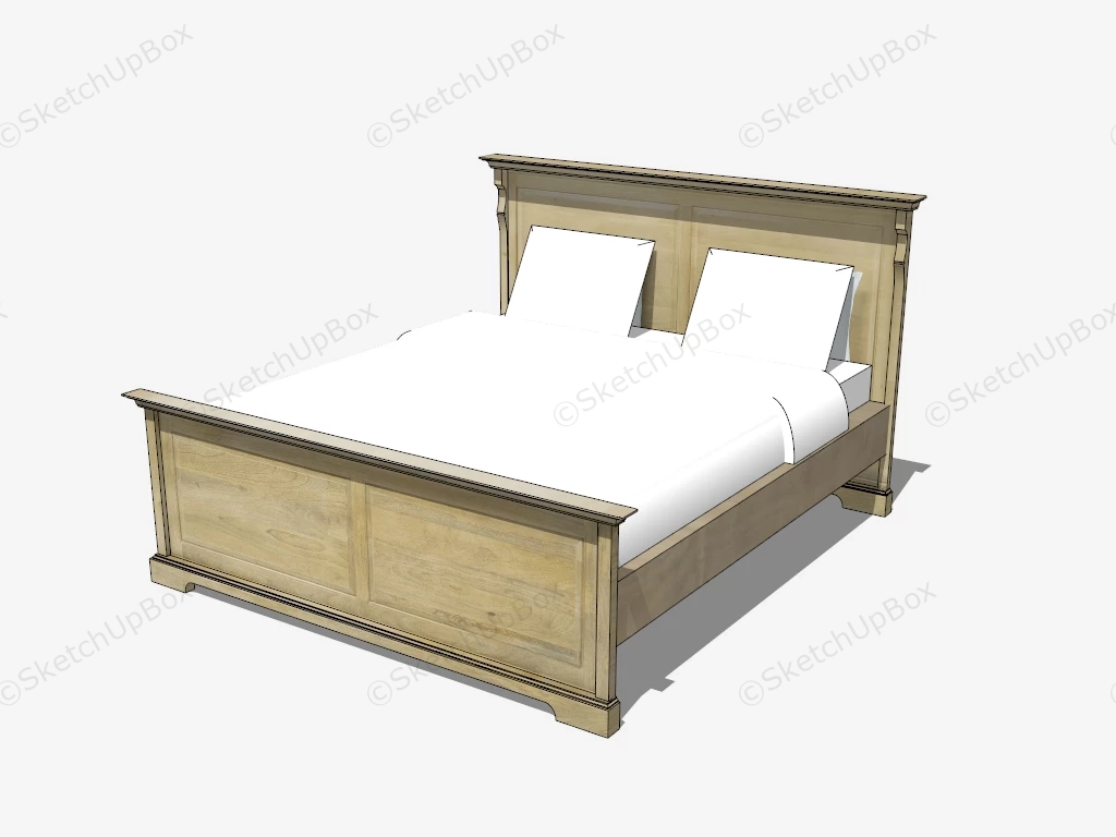 Wooden Sleigh Bed sketchup model preview - SketchupBox