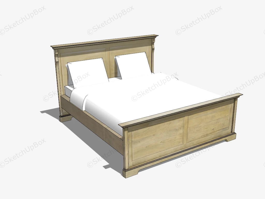 Wooden Sleigh Bed sketchup model preview - SketchupBox