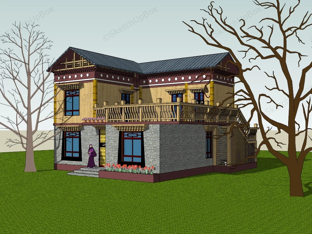 Tibetan Stone House sketchup model preview - SketchupBox