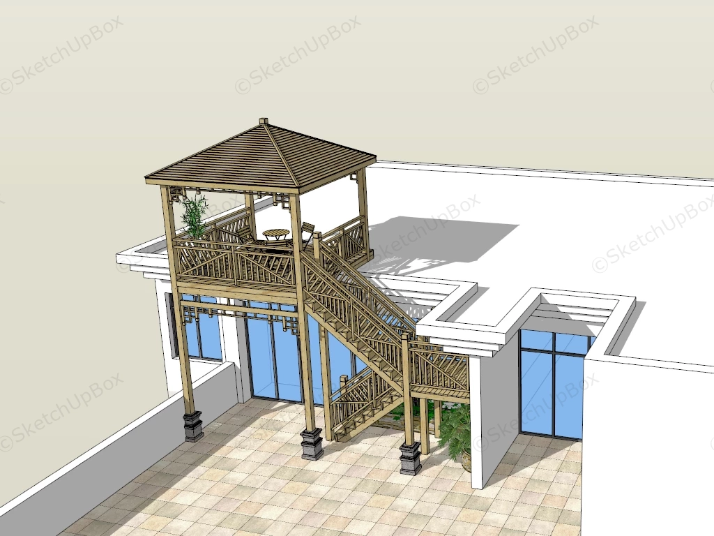House With Rooftop Terrace sketchup model preview - SketchupBox