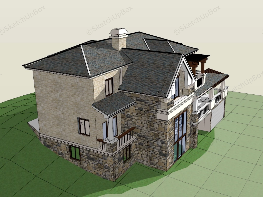 Brick And Stone House sketchup model preview - SketchupBox