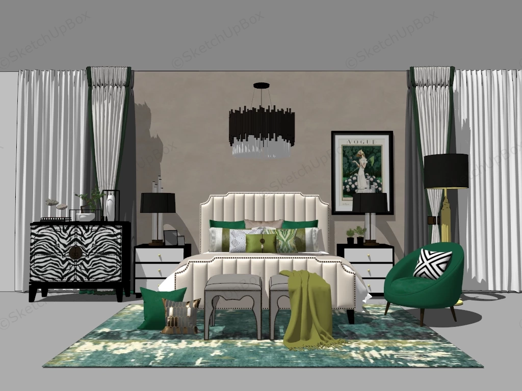 Elegant Bedroom Design Idea sketchup model preview - SketchupBox