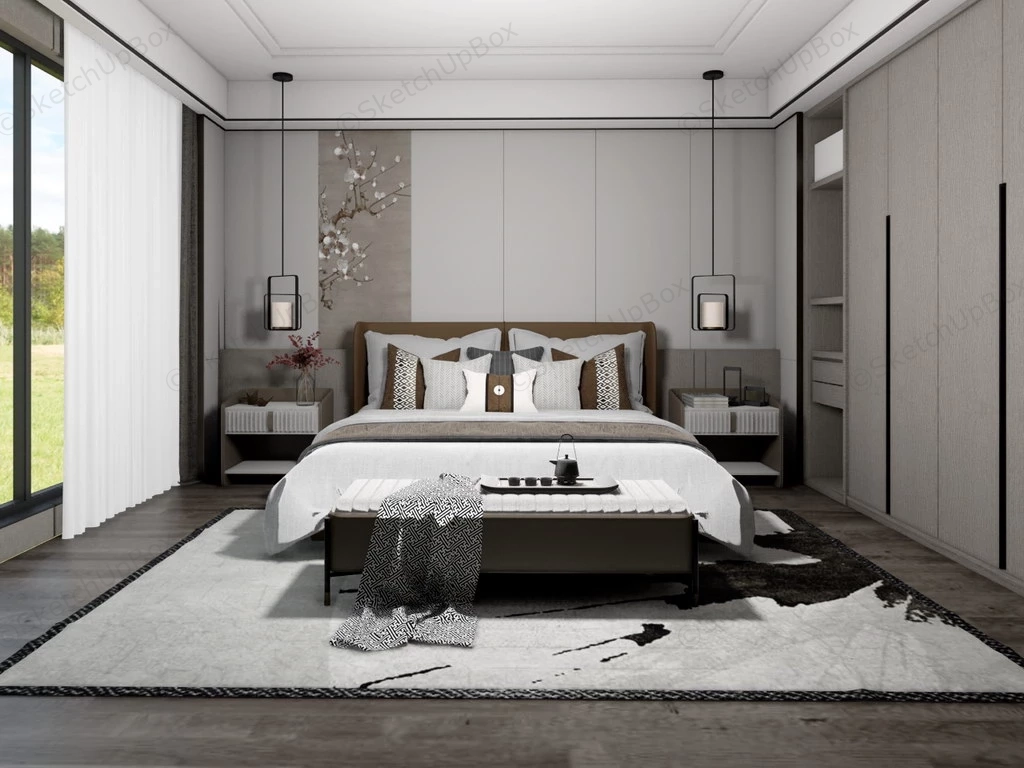 Bedroom Design With Wardrobe sketchup model preview - SketchupBox